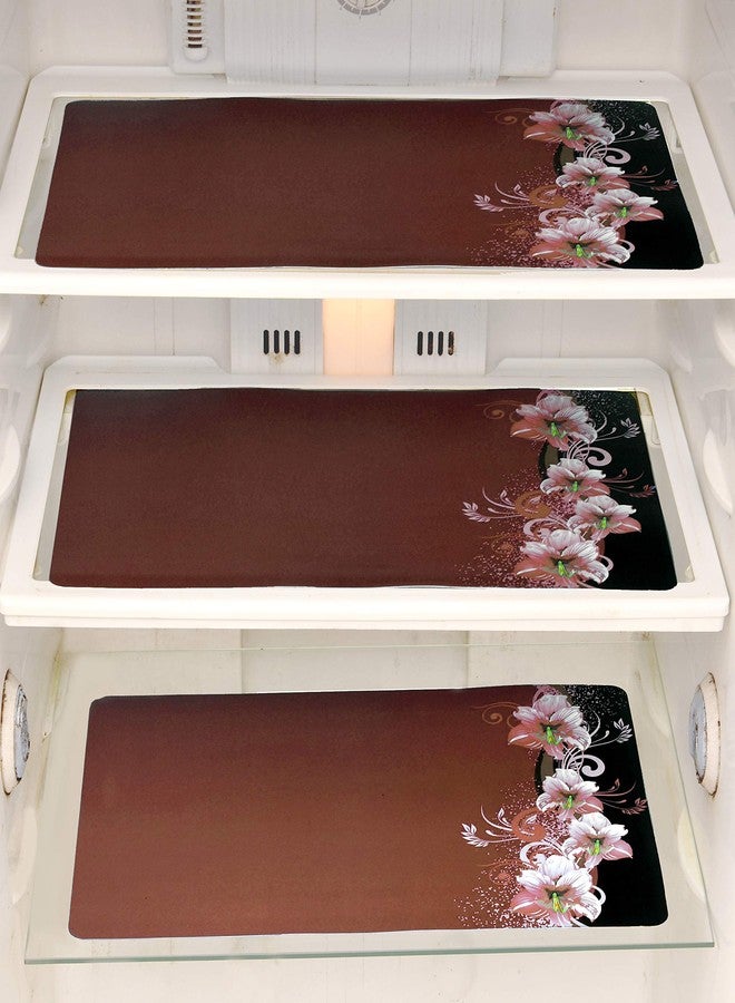 FACTCORE Plastic Refrigerator Drawer/Fridge/Multipurpose Mat (12 X 17 Inches, Printed Brown), Set of 6 Pcs-PVC - Image 1